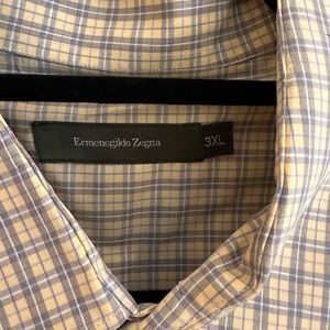 Men's Ermenegildo Zegna plaid yellow, white and grey dress shirt